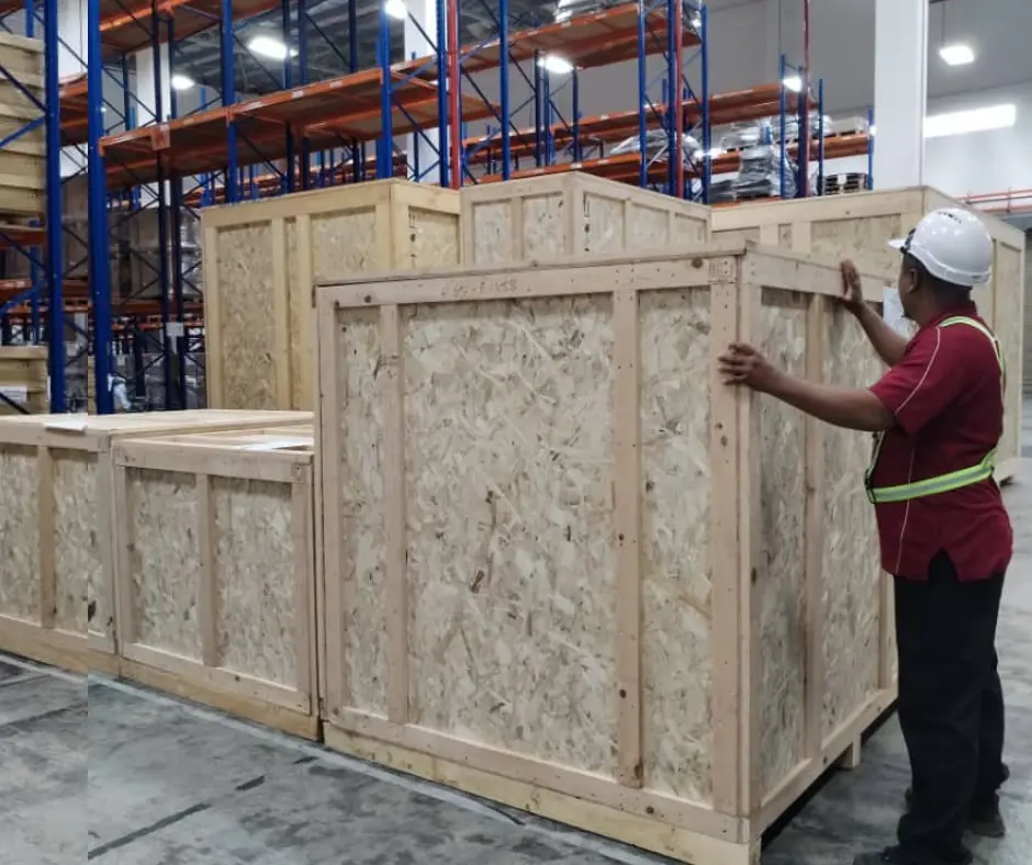 Various sizes of wooden crates