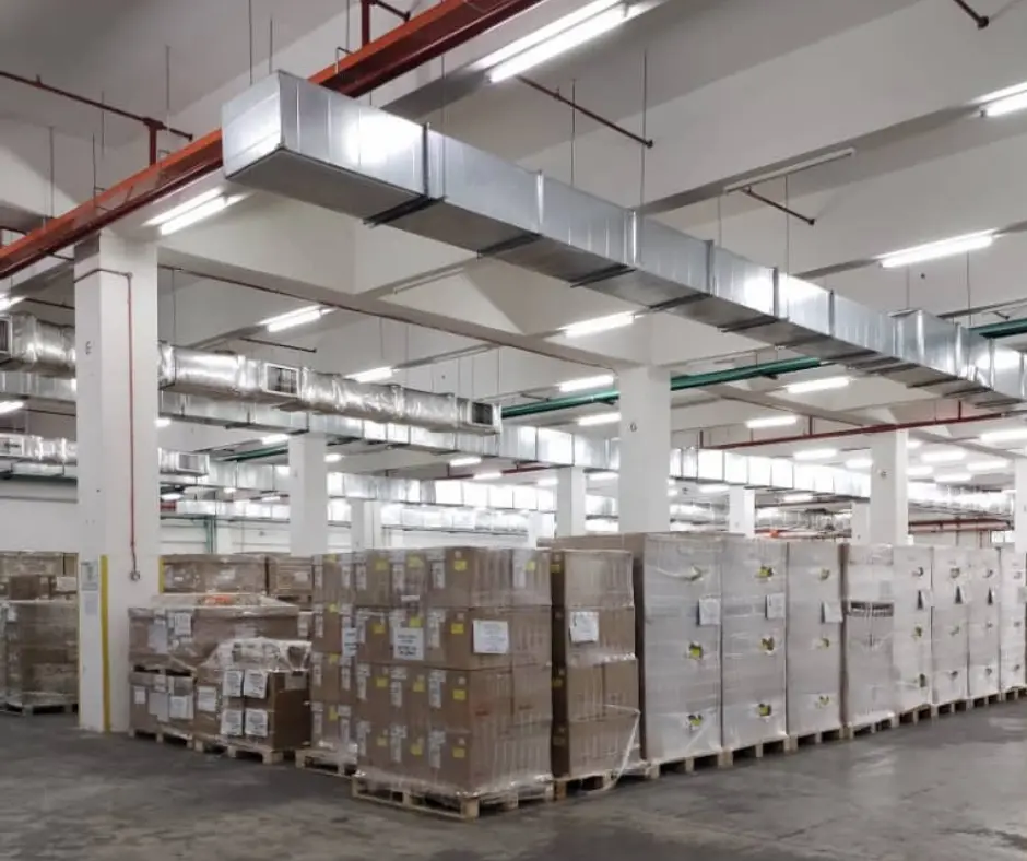 A large amount of cargo piled up on the floor